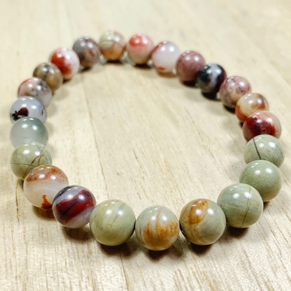 🌈 8mm Jasper Handmade Chakra Stretch Bracelet - Picture 3 of 5